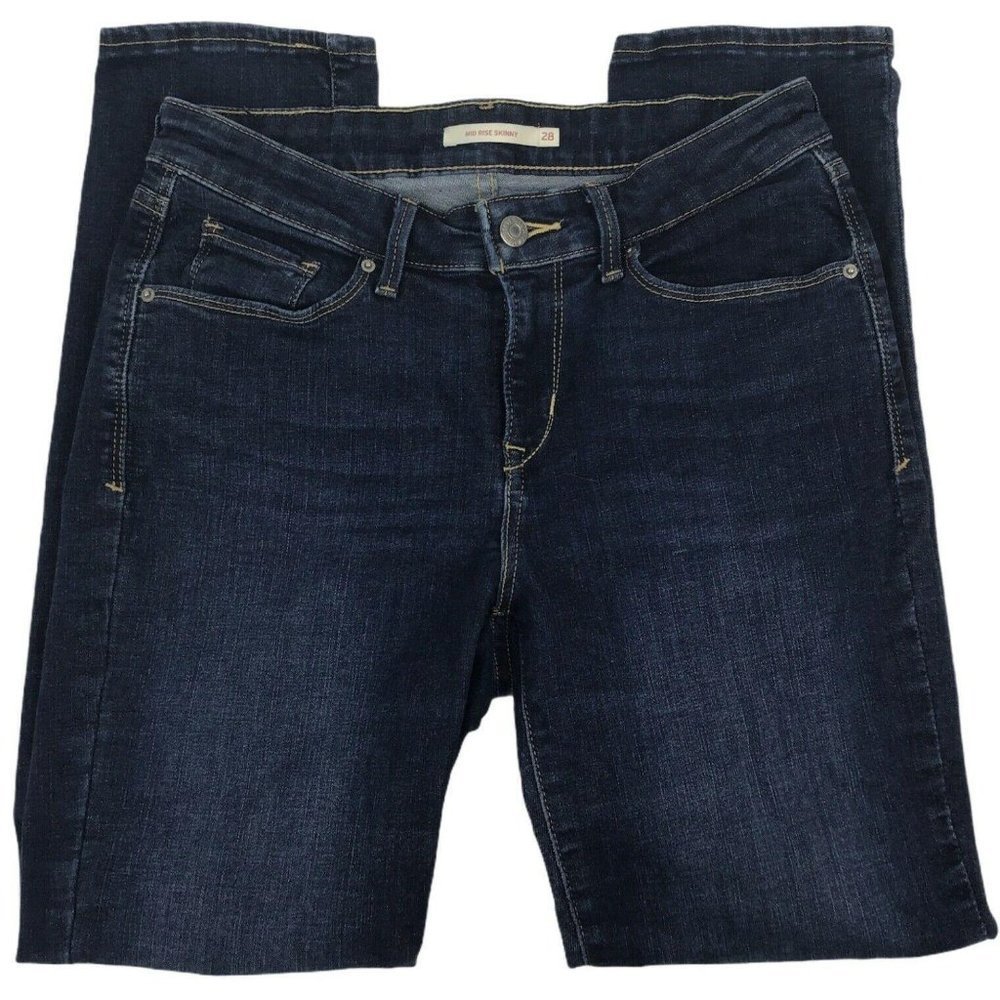 Levis Womens Skinny Leg Mid Rise Jeans Size 28